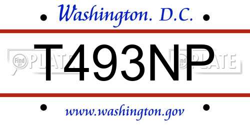 T493NP District Of Columbia License Plate