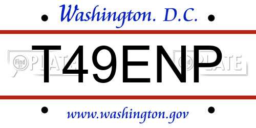 T49ENP District Of Columbia License Plate