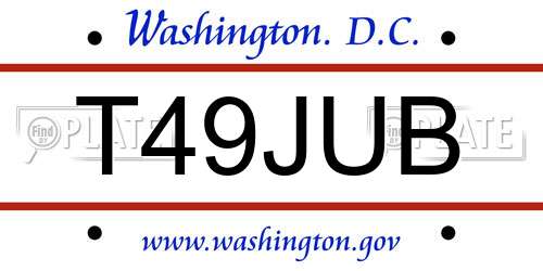 T49JUB District Of Columbia License Plate