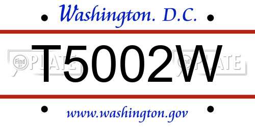 T5002W District Of Columbia License Plate