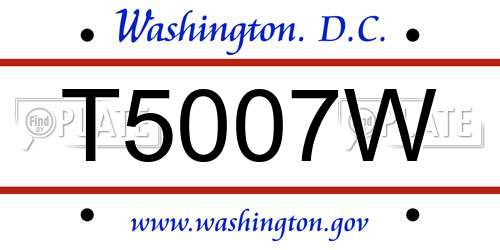 T5007W District Of Columbia License Plate