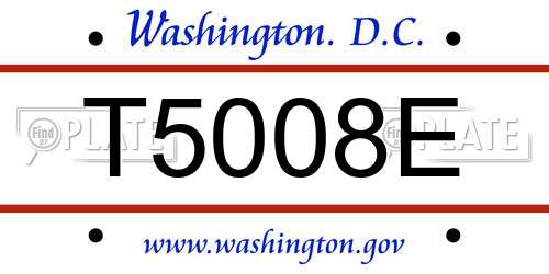 T5008E District Of Columbia License Plate