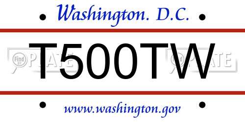 T500TW District Of Columbia License Plate