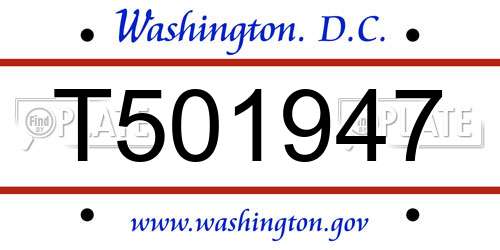 T501947 District Of Columbia License Plate
