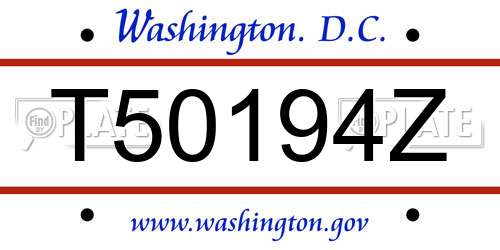 T50194Z District Of Columbia License Plate