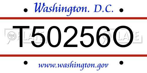T50256O District Of Columbia License Plate