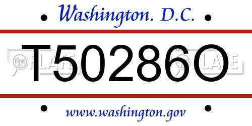 T50286O District Of Columbia License Plate