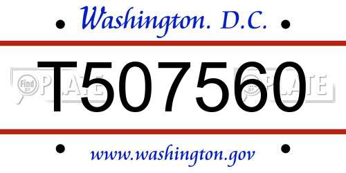 T507560 District Of Columbia License Plate