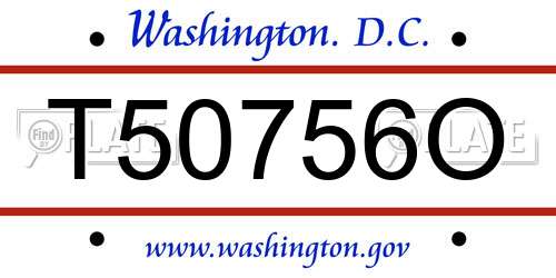 T50756O District Of Columbia License Plate