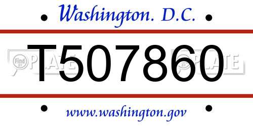 T507860 District Of Columbia License Plate