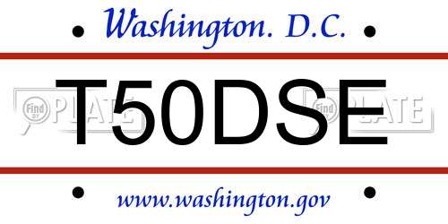 T50DSE District Of Columbia License Plate