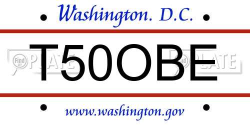 T50OBE District Of Columbia License Plate