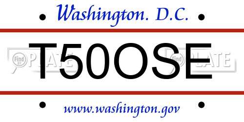 T50OSE District Of Columbia License Plate