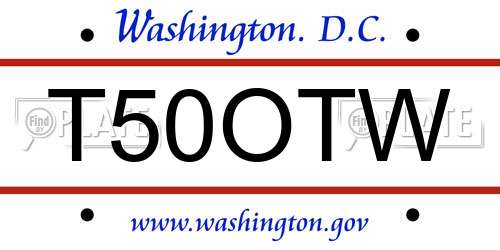 T50OTW District Of Columbia License Plate