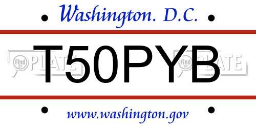 T50PYB District Of Columbia License Plate