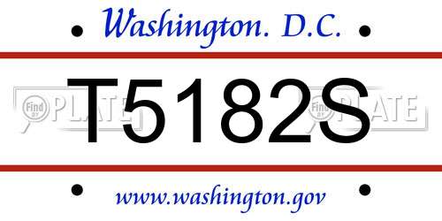 T5182S District Of Columbia License Plate
