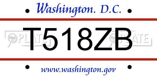 T518ZB District Of Columbia License Plate