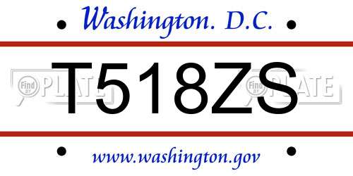 T518ZS District Of Columbia License Plate