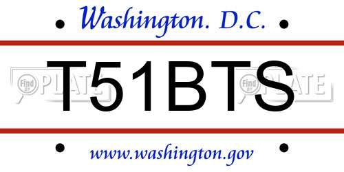 T51BTS District Of Columbia License Plate