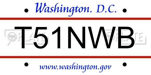T51NWB District Of Columbia License Plate