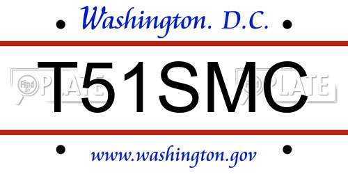 T51SMC District Of Columbia License Plate