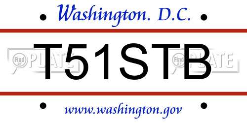 T51STB District Of Columbia License Plate