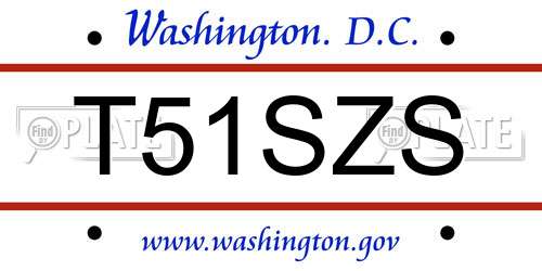 T51SZS District Of Columbia License Plate