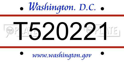 T520221 District Of Columbia License Plate