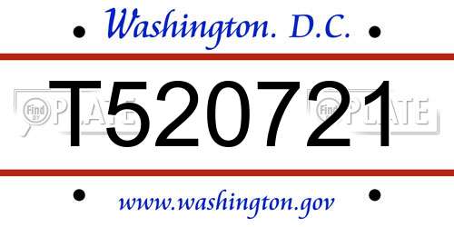 T520721 District Of Columbia License Plate