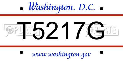 T5217G District Of Columbia License Plate
