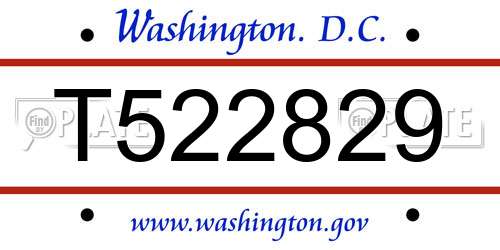 T522829 District Of Columbia License Plate