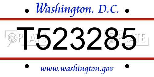 T523285 District Of Columbia License Plate