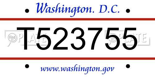 T523755 District Of Columbia License Plate