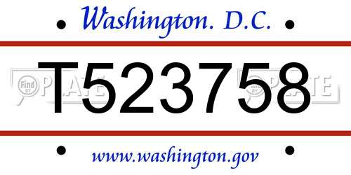 T523758 District Of Columbia License Plate