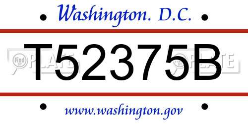 T52375B District Of Columbia License Plate