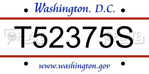 T52375S District Of Columbia License Plate