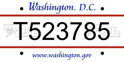 T523785 District Of Columbia License Plate