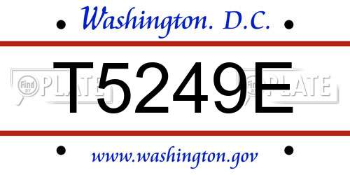 T5249E District Of Columbia License Plate