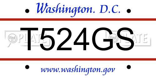 T524GS District Of Columbia License Plate