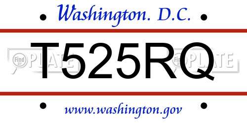 T525RQ District Of Columbia License Plate