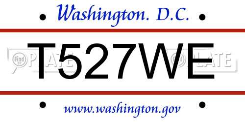 T527WE District Of Columbia License Plate