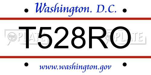 T528RO District Of Columbia License Plate