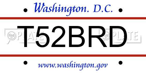 T52BRD District Of Columbia License Plate