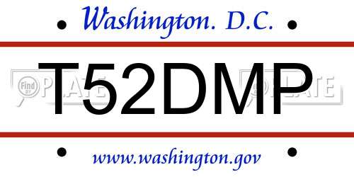 T52DMP District Of Columbia License Plate