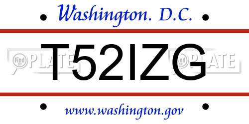 T52IZG District Of Columbia License Plate