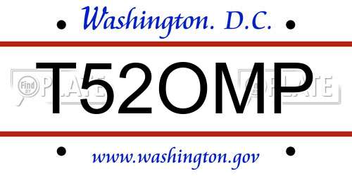 T52OMP District Of Columbia License Plate