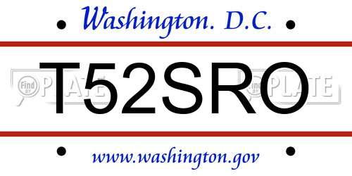 T52SRO District Of Columbia License Plate