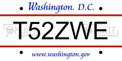 T52ZWE District Of Columbia License Plate