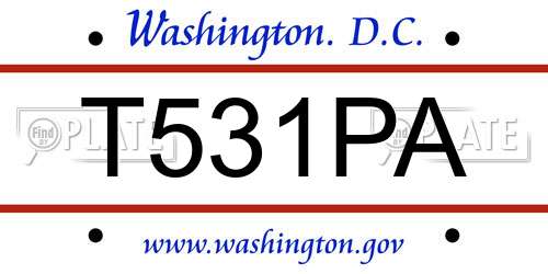 T531PA District Of Columbia License Plate