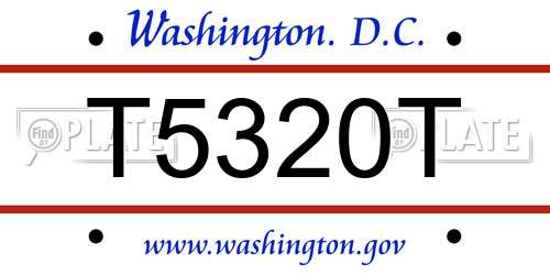 T5320T District Of Columbia License Plate